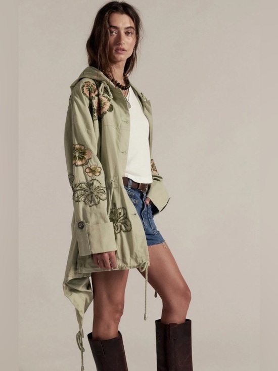 We The Free Jackets & Blazers - Free People We The Free Davy Jones Parka Hood Embroidery Bead Floral Sage